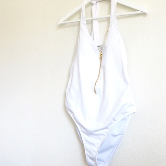 NEW! Kenny Flowers The Santorini Gold Zipper One Piece Swimsuit White SZ S, M, L - Picture 10 of 16